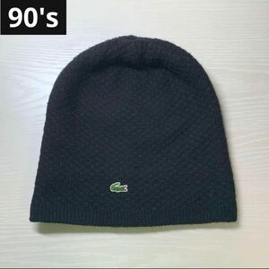 90s LACOSTEビーニー ニットキャップ パンクy2kヴィンテージ古着