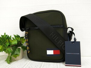 TOMMY HILFIGER トミー ヒルフィガー◆メンズ◆ナイロン キャンバス◆ミニ ショルダー バッグ◆カーキ ブラック◆未使用品◆N7326