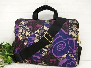 MARC JACOBS マークジェイコブス◆ナイロン レザー 本革◆2way ハンド ショルダー バッグ◆紫 黒 ベージュ G金具◆美品◆PCケース◆N7201