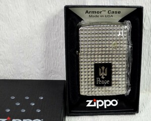 Used/Scared！★ Zippo ” Peace Armor Silver ” w. Case ★