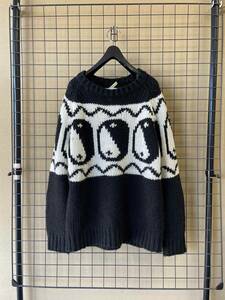 【Black Weirdos/ブラックウィドー】20aw KARATE Yin-Yang Knit Sweater BLACK インヤンニット セーター ブラック 珠玉 プルオーバー 