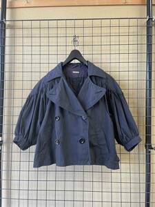 【KAPITAL/キャピタル】Short Trench Gather Jacket NAVY size0 ショート トレンチ ギャザー ジャケット ネイビー レディース コート