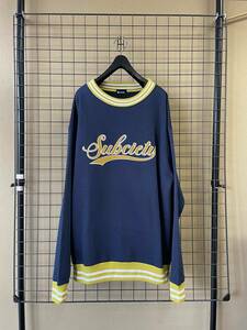 未着用【Subciety/サブサエティ】LINE RIB SWEAT Crewneck sizeL NAVY ライン リブ スウェット クルーネック ネイビー トレーナー