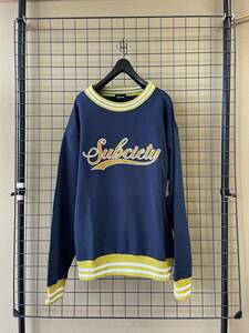 未着用【Subciety/サブサエティ】LINE RIB SWEAT Crewneck sizeS NAVY ライン リブ スウェット クルーネック ネイビー トレーナー