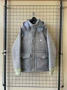 MADE IN JAPAN【WHITE LINE/ホワイトライン】Padding Wool Hooded Jacket size46 中綿入り パディングジャケット フード取り外し可能