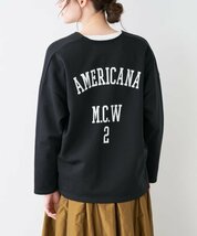 新品 americana×mica "M.C.W"v/n p/o カットソー 黒 長袖 サイズFree_画像1
