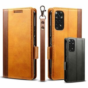 送料無料★Xiomi Redmi Note 11 Pro 5G レザーケース 手帳型 カバー★Brown