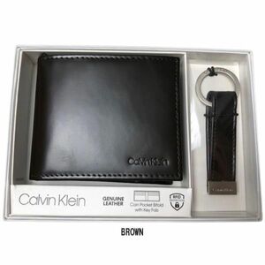 ※訳あり アウトレット★5 Calvin Klein(カルバンクライン)二つ折財布 小銭入れ付 レザー 本革 メンズ 31CK330001 BROWN