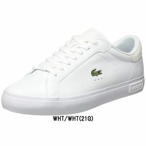 ※訳あり LACOSTE(ラコステ)メンズ レザー スニーカー ローカット シューズ Powercourt 41SMA0030 WHT/WHT(21G) US10(28.0cm)