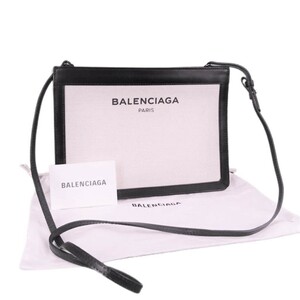  подлинный товар хорошая вещь # Balenciaga # темно-синий небольшая сумочка / бежевый парусина / чёрная кожа /339937# наклонный .. сумка на плечо / клатч 