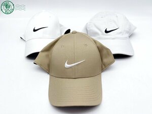 2401112582　＃ キャップ 帽子 3点セット まとめ売り NIKE GOLF ナイキ ゴルフ Legacy91 レガシー ORI-FIT 白 ホワイト ベージュ 中古