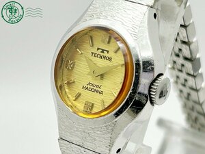 2401283890　◇ TECHNOS テクノス Jewel MADONNA ジュエルマドンナ 手巻き 2針 イエロー系 シルバー レディース 腕時計 中古