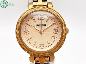 2401424055　＃ FOSSIL フォッシル ES3136 クォーツ QZ 3針 デイト アナログ レディース 腕時計 ピンクゴールド文字盤 純正ベルト