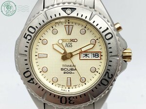 2401654709　♭ SEIKO セイコー SCUBA スキューバ 5M43-0B70 腕時計 アナログ 3針 自動巻き TITANIUM ラウンド デイデイト メンズ 中古