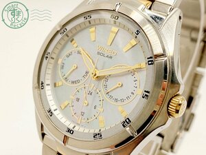 2401654539　▽ SEIKO セイコー WIRED ワイアード V14J-0AS0 メンズ 腕時計 ソーラー クロノグラフ シェル文字盤