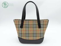 2401325061　▽ Burberry バーバリー トートバッグ ハンドバッグ ノバチェック 鞄 カバン キャンバス レザー レディース 中古_画像1