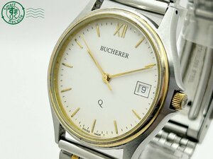 2401645132　◇ BUCHERER ブッフェラー 白文字盤 ゴールド デイト 3針 ラウンドフェイス メンズ クォーツ QUARTZ QZ 腕時計 中古