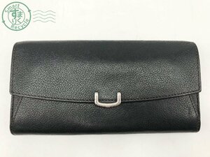 2401635582　▲ Cartier カルティエ 長財布 二つ折り ウォレット C ドゥカルティエ レザー フランス製 黒 ブラック レディース メンズ 中古