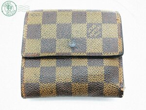 2401641091　◎ Louis Vuitton ダミエ ポルトモネ ビエ カルトクレディ 三つ折り 財布 N61652 ブラウン レザー ルイヴィトン ブランド 中古