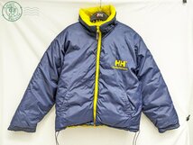 2401523689　◎ HELLY HANSEN ダウンジャケット サイズM ブルー イエロー ポリエステル ダウン フェザー リバーシブル ヘリーハンセン 中古_画像1