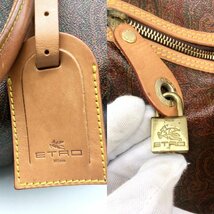 12644361　☆ ETRO エトロ ボストンバッグ ペイズリー ブラウン PVC レザー ショルダー付 旅行バッグ ブランド ヴィンテージ 中古品_画像6