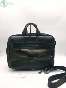 12284694　☆ COACH コーチ F29048 ブリーフケース ビジネスバッグ PVC レザー ダークグリーン メンズ ブランド 中古品