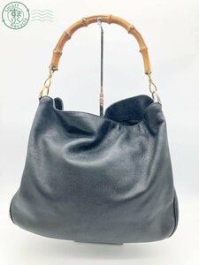 2401640538　♭ GUCCI グッチ ハンドバッグ 001 1998 1577 バンブー 鞄 カバン レザー ブラック 肩掛け レディース ジャンク 中古