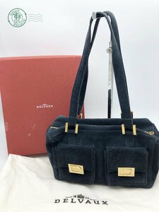 2401282212　▽ DELVAUX デルヴォー バッグ ショルダーバッグ ベロア素材？ ネイビー系 青系 ブランド 中古