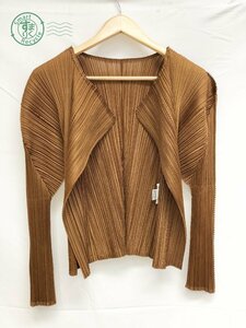 2401334250　 ▽ PLEATS PLEASE ISSEY MIYAKE プリーツプリーズ イッセイミヤケ 長袖シャツ カーディガン ブラウン レディース 中古