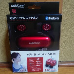 Bluetooth ワイヤレスイヤホン　Audio Comm HP―W500N―R（品番　03―2097）「未使用未開封品」