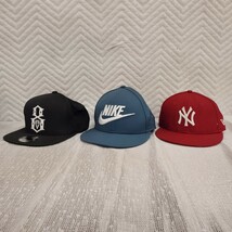 NR737 NIKE NEW ERA キャップ ナイキ TRUE ニューエラ YOUTH 9FIFTY レベルエイト REBEL EIGHT 3点セット ブラック レッド ブルー_画像1