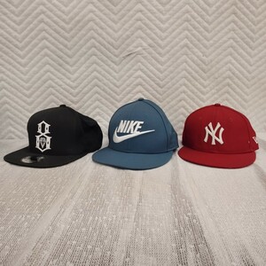 NR737 NIKE NEW ERA キャップ ナイキ TRUE ニューエラ YOUTH 9FIFTY レベルエイト REBEL EIGHT 3点セット ブラック レッド ブルー