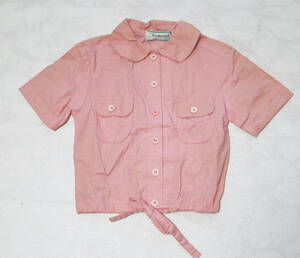 2058 Showa Retro girl spring summer short sleeves blouse pink 130. child ...na excepting weather cook dead stock stock disposal 