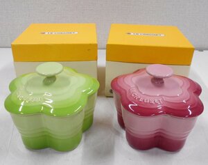 le creuset ル・クルーゼ ラムカン 910167-00 フルール 蓋つきミニココット 2個セット 【ス411】