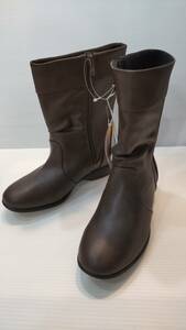 TOPAZ,WARMPROSPER half boots 23.0cmEEEE imitation leather dark brown color 