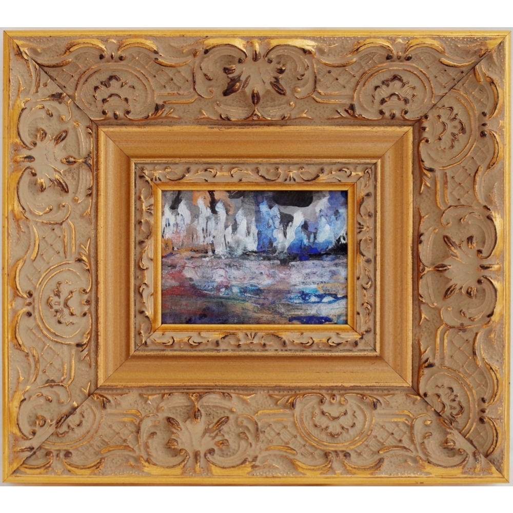 Takafumi Uchino Rain on the Sea Painting Abstract Painting Landscape Painting Modern Art Contemporary Art Picture Frame Mini Frame Authentic Work, artwork, painting, acrylic, gouache