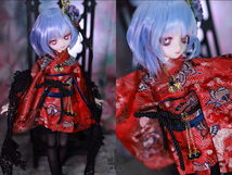 「桜本屋」華麗短い和服《蝶紅》(絹織物)★★ONE OFF★★ ミニドルフィードリーム MDD-S/M/L胸_画像6