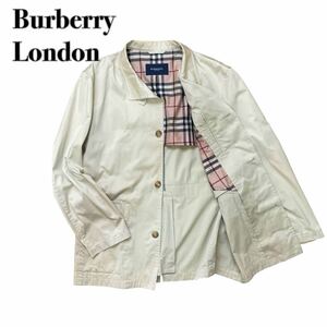 BURBERRY London バーバリー ロンドン ナイロンジャケット ベージュ ノバチェック 襟元ベルト M 1スタ(1円スタート)