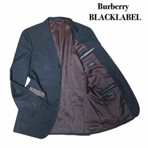 Burberry BLACKLABEL テーラードジャケット 3B 黒ワインレッド 光沢 L相当 紳士 ビジネス バーバリーブラックレーベル 1スタ(1円スタート)