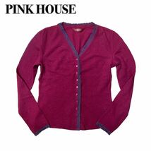 PINK HOUSE ピンクハウス カーディガン 赤レッド Lレース _画像1