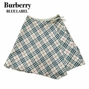 BURBERRY BLUE LABEL バーバリーブルーレーベル ノバチェック スカート フレア 36 S 三陽商会 ウール