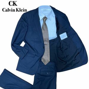 CK Calvin Klein カルバンクライン 現行 セットアップ スーツ紺 ストライプ ネイビーオンワードオンワード樫山38 M 1スタ(1円スタート)