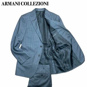 ARMANI COLLEZIONI アルマーニ コレツォーニ セットアップスーツ ストライプ ビジネス 紳士グレー L 美シルエット 1スタ(1円スタート)