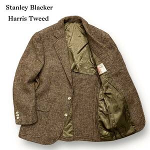 美品 Stanley Blacker Harris Tweed 2B ウール チェック テーラード ジャケット スタンリー ブラッカー ハリスツイード 茶色 ブラウン 