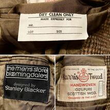 美品 Stanley Blacker Harris Tweed 2B ウール チェック テーラード ジャケット スタンリー ブラッカー ハリスツイード 茶色 ブラウン _画像8