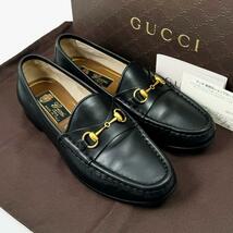 美品 60周年記念タグ◎グッチ GUCCI ホースビット 革靴 ローファー 36 23 黒 ブラック モカシン レディース 60周年記念モデル 箱・袋つき_画像1