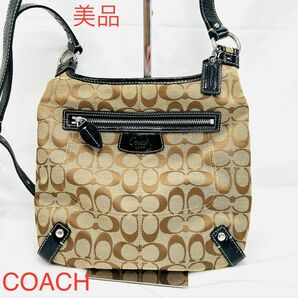 美品　COACH コーチ ショルダーバッグ シグネチャー レザー　キャンバス　 ハンドバッグ キャンバス トートバッグ バッグ