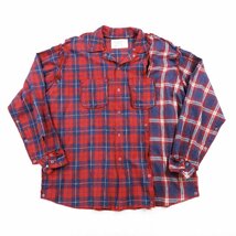 極上 Mountain Research マウンテンリサーチ No Sew Shirt 1 レッド size XL #13843 カジュアル MTR3222 シャツ 切替 チェック_画像1