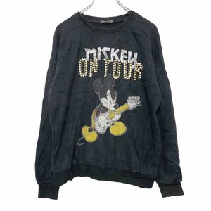 中古 古着 Bershka キャラクター スウェット トレーナー M ブラック ホワイト イエロー ミッキー 古着卸 アメリカ仕入 a601-6084