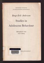 ☆”Studies in Adolescent　Behaviour”　Bengt-Erik Andersson(著)_画像1